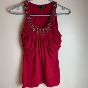 WHBM deep red embellished tank top